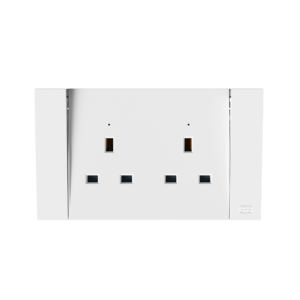 Double 13A Switched Socket  With Neon, DP, Big Rocker